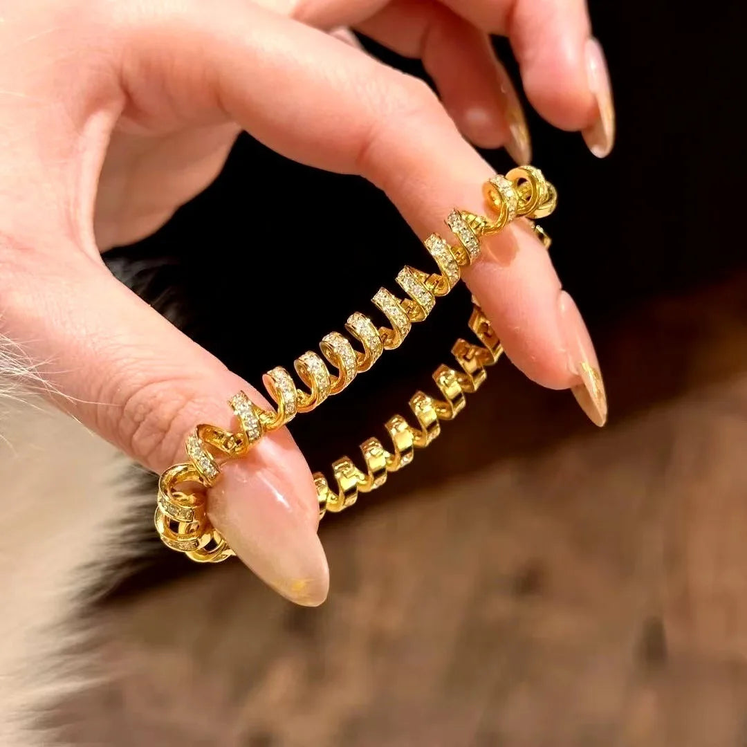 ZAKOL Sparkling Telephone Wire Stretch Bracelet Shiny Zircon Luxury Wrapped Bangle Sophisticated Aesthetic Jewelry Gift