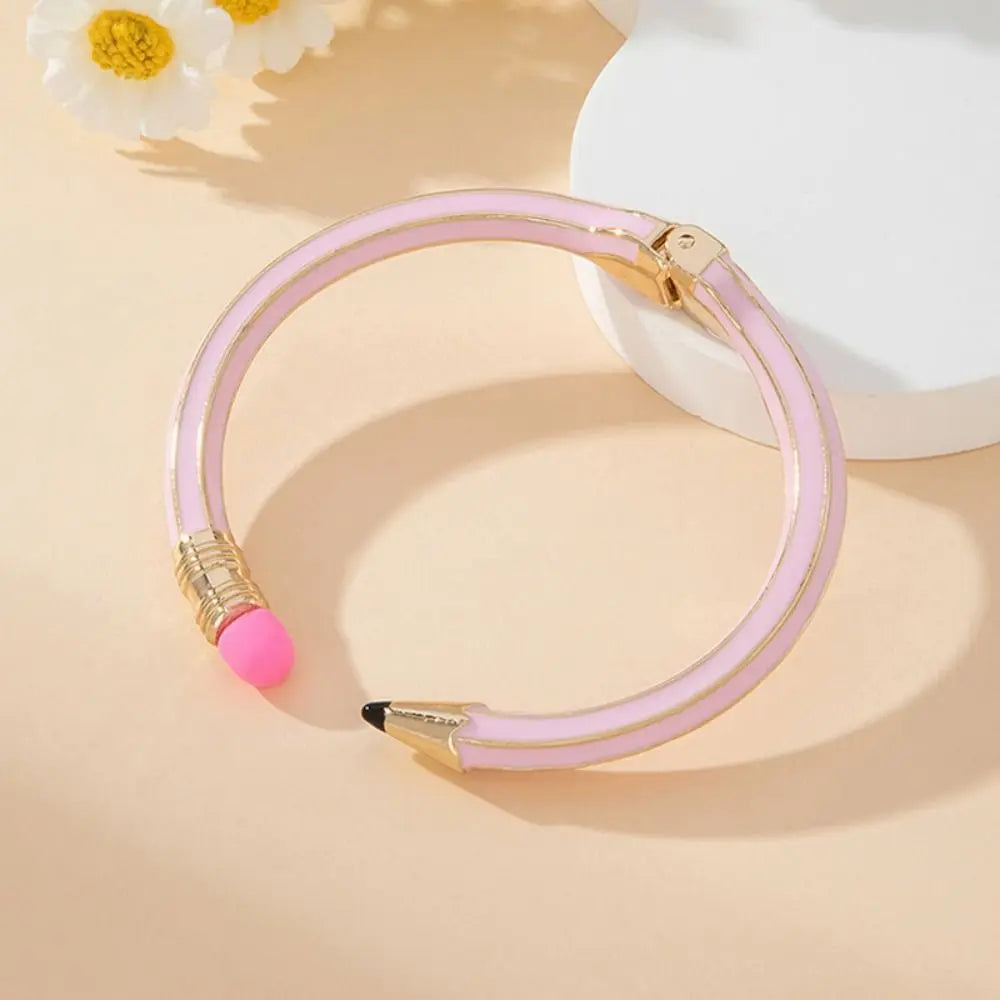 Pencil Shaped Colorful Pencil Bracelets Round Funny Cuff Bracelets Gift Comfortable To Wear Women's Pencil Bangle Gifts
