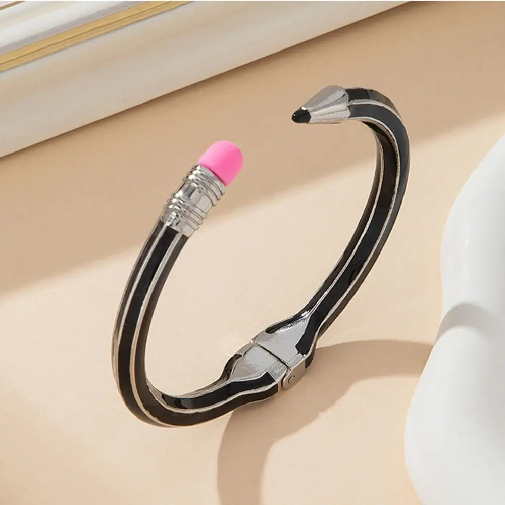 Pencil Shaped Colorful Pencil Bracelets Round Funny Cuff Bracelets Gift Comfortable To Wear Women's Pencil Bangle Gifts