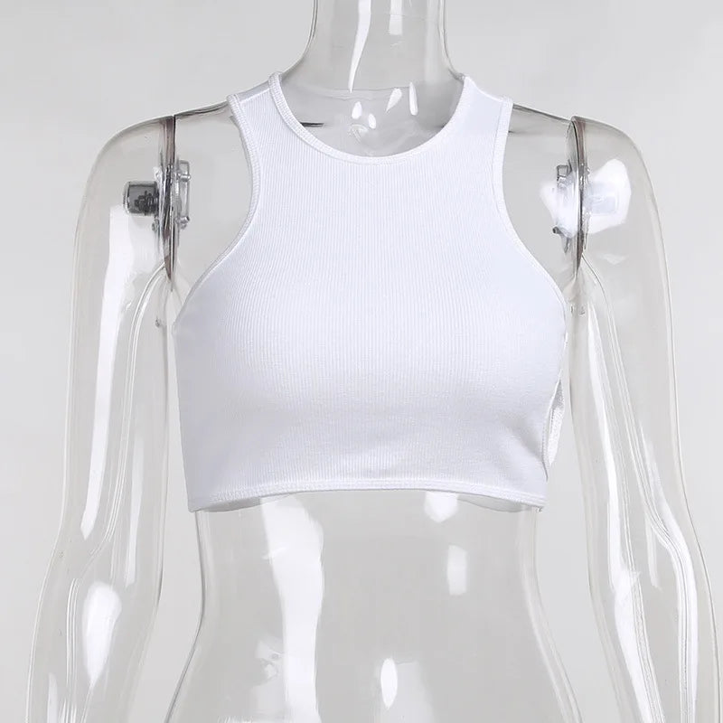 Sexy Streetwear Asymmetrical Tank Top Two Piece Vest Summer Clothes for Women Casual Ribbed Crop Tops