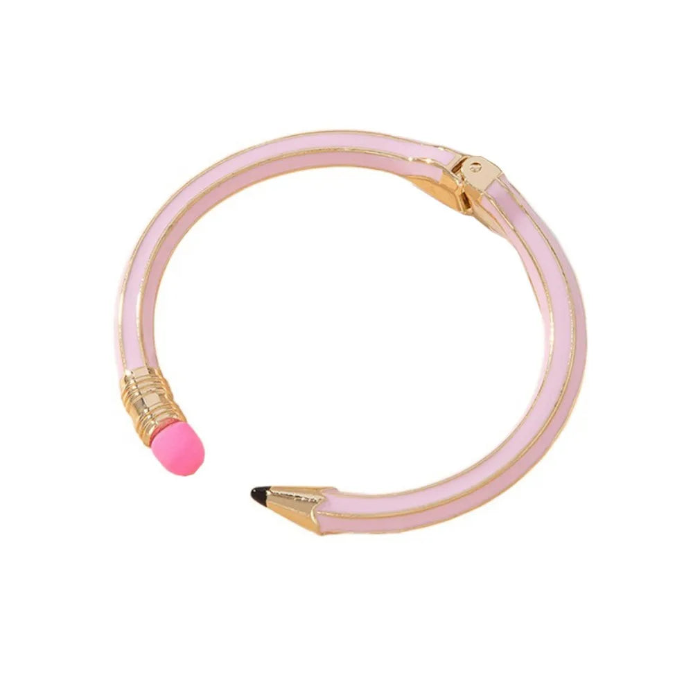 Pencil Shaped Colorful Pencil Bracelets Round Funny Cuff Bracelets Gift Comfortable To Wear Women's Pencil Bangle Gifts