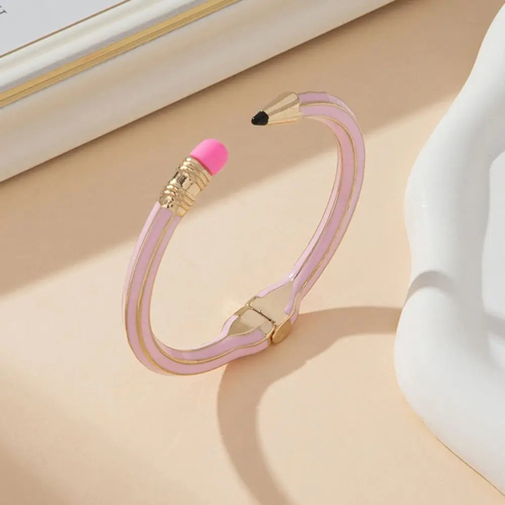 Pencil Shaped Colorful Pencil Bracelets Round Funny Cuff Bracelets Gift Comfortable To Wear Women's Pencil Bangle Gifts