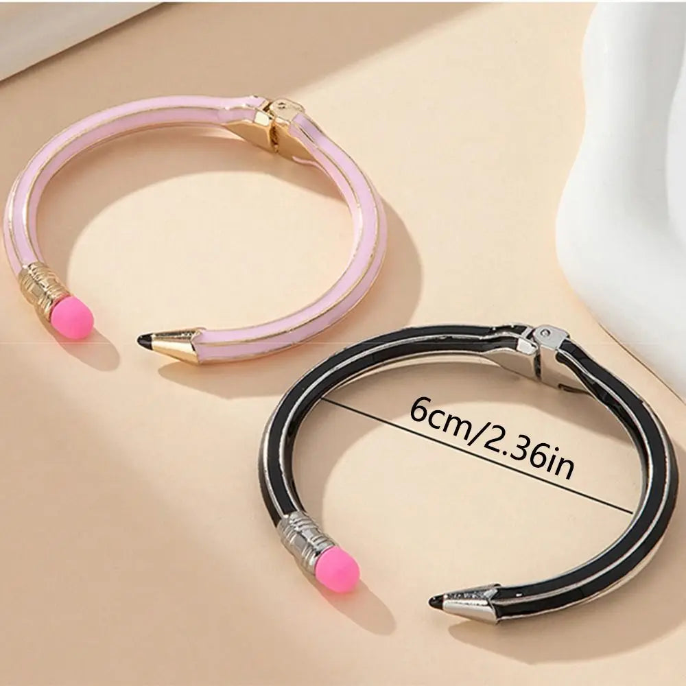 Pencil Shaped Colorful Pencil Bracelets Round Funny Cuff Bracelets Gift Comfortable To Wear Women's Pencil Bangle Gifts