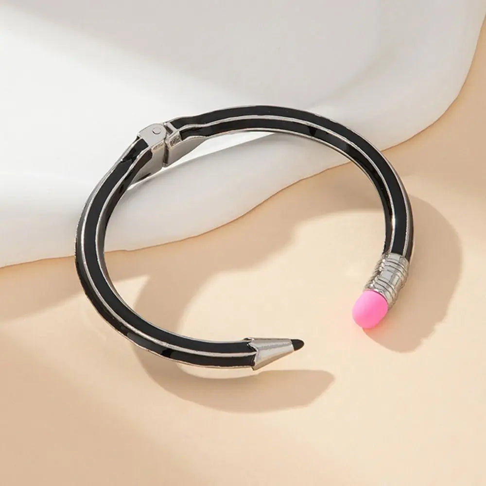 Pencil Shaped Colorful Pencil Bracelets Round Funny Cuff Bracelets Gift Comfortable To Wear Women's Pencil Bangle Gifts