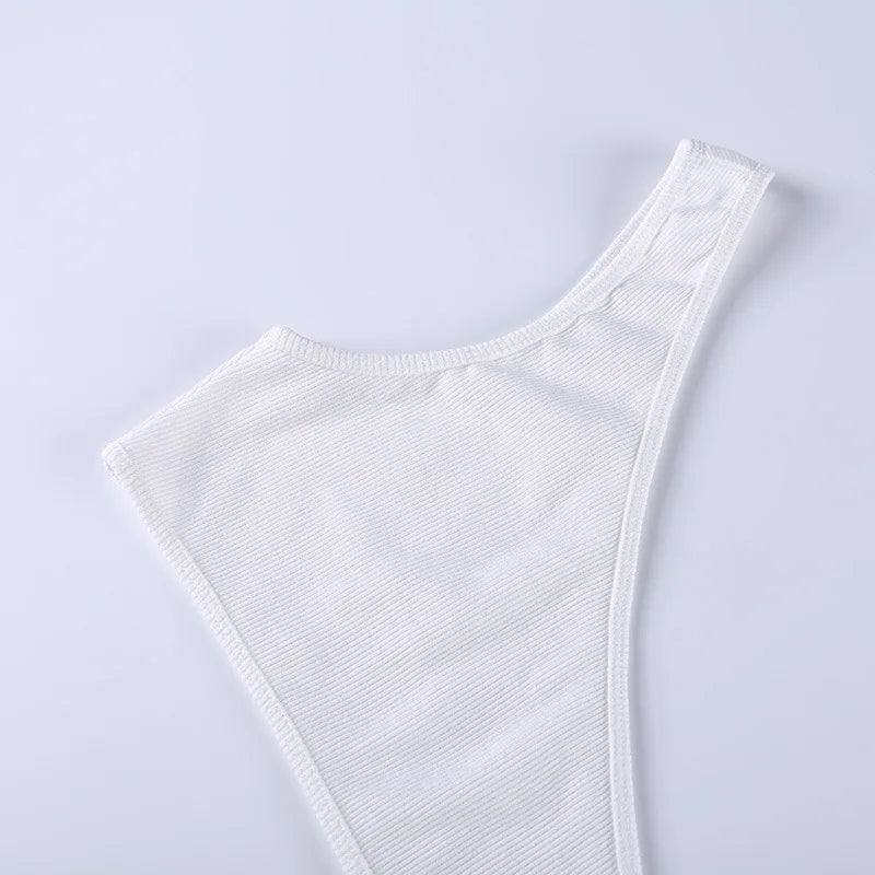 Sexy Streetwear Asymmetrical Tank Top Two Piece Vest Summer Clothes for Women Casual Ribbed Crop Tops