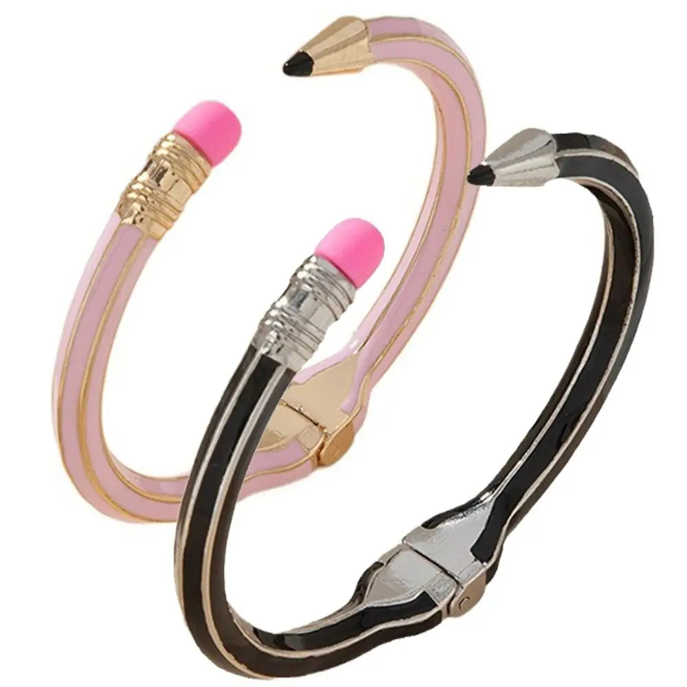 Pencil Shaped Colorful Pencil Bracelets Round Funny Cuff Bracelets Gift Comfortable To Wear Women's Pencil Bangle Gifts