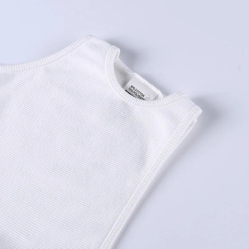 Sexy Streetwear Asymmetrical Tank Top Two Piece Vest Summer Clothes for Women Casual Ribbed Crop Tops